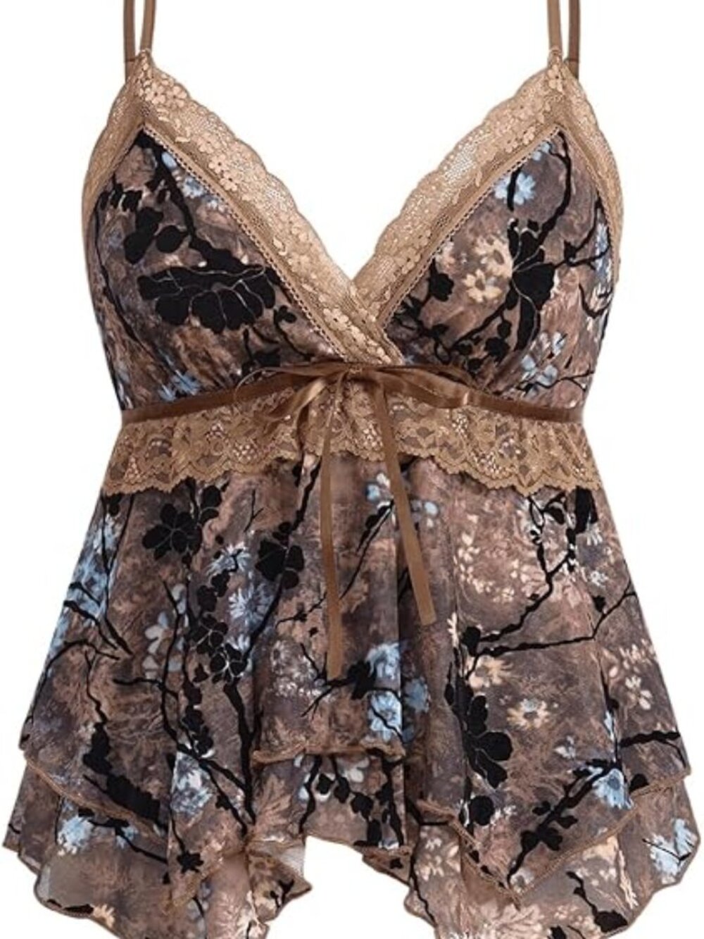 Women's Y2K Tops Babydoll Summer Tank Tops Going Out Floral Lace Mesh‎ Shirt